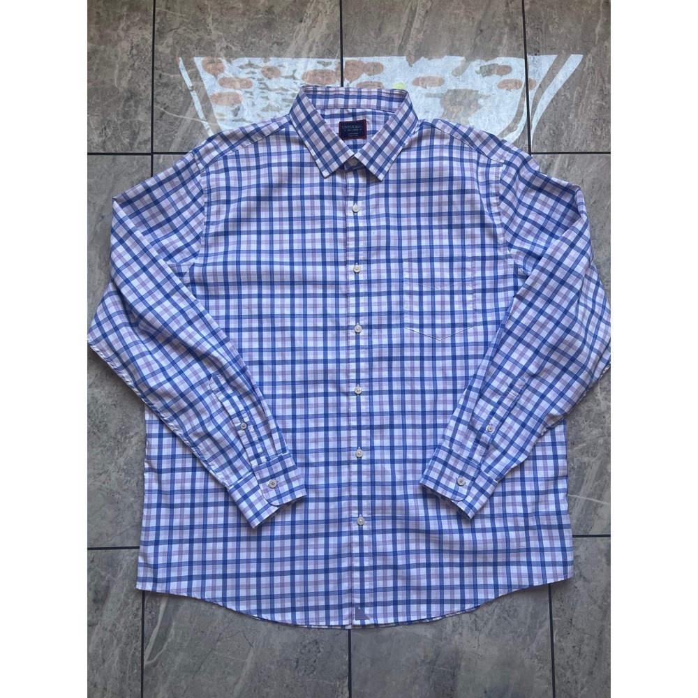 UNTUCKit Evans Plaid Button Down Shirt Mens XX-Large Purple Blue 41465 Regular